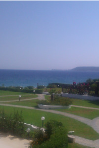 Utsikt från yogasalen, Ialyssos beach, Rhodos